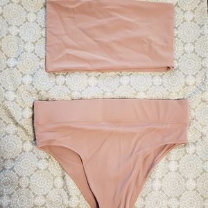 Pink Bandeau High Waisted Bikini